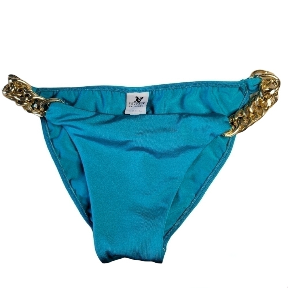 Sauvage Women's Bikini Bottoms Turquoise Large